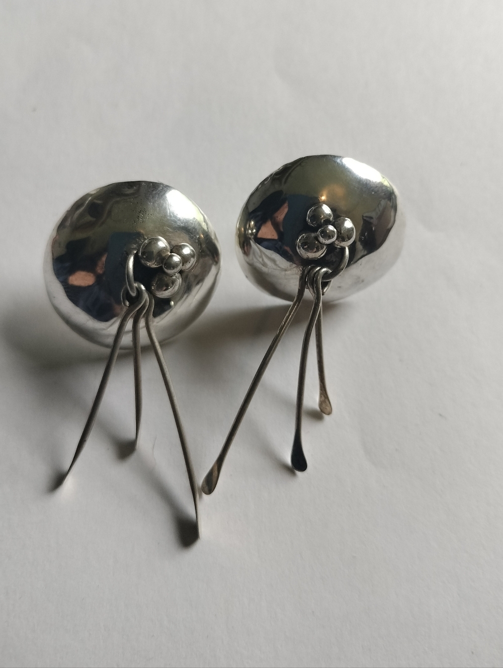 Vintage  Native American Sterling Large Concho Earrings